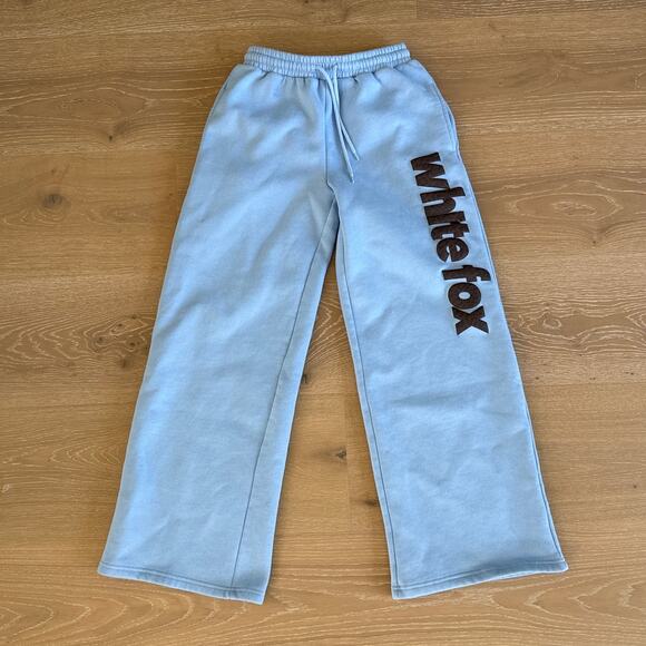 White Fox Boutique Pants - White Fox Sweatpants From The Archives Allora Wide Leg Leopard Size S in Blue